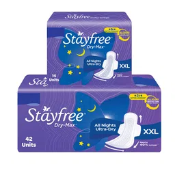 Stayfree Dry Max All Night Ultra Dry XXL Sanitary Napkins Combo - 42 + 14 Pads-picture-46