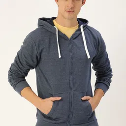 Campus Sutra Men Blue Hooded Sweatshirt-image-66