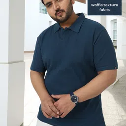Urbano Plus Men Cotton Textured Regular Fit Half Sleeve Polo T-Shirt-picture-24