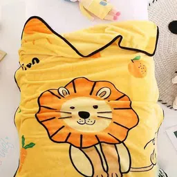 Butterthief Blue & Peach Cartoon Characters Microfiber AC Room 233 GSM Single Bed Blanket-image-33