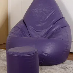 THREADVIBE LIVING Purple 2 Pieces Tear Drop Bean Bag With Footrest Filled-picture-31