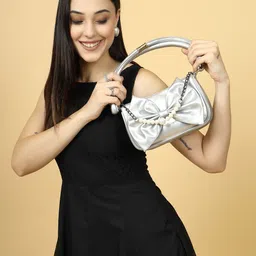 DressBerry Women Textured PU Structured Handheld Bag with Bow Detail-image-26