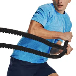 UNDER ARMOUR Men Blue Self Design Training Vent Jacquard Loose T-shirt-picture-22
