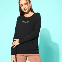 Enamor E079 Crew Neck Stretch Cotton Basic Sweatshirt for Women with Long Sleeves-image-98