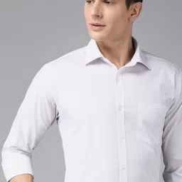 Park Avenue Men Purple And White Pinstriped Slim Fit Pure Cotton Formal Shirt-image-16