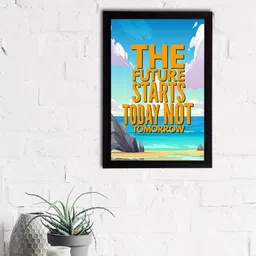 eCraftIndia Orange & Blue The Future Starts Today Not Tomorrow Motivational Quote Matt Texture UV Art Painting-picture-27