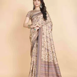 Garden Vareli Floral Printed Satin Saree With Unstitched Blouse Piece-picture-14
