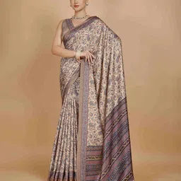 Garden Vareli Floral Printed Satin Saree With Unstitched Blouse Piece-picture-13