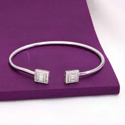 KAI JEWEL Women Sterling Silver American Diamond Studded Rhodium-Plated Bangle Bracelet-picture-18