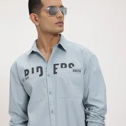 The Roadster Life Co. Typography Print Relaxed Fit Pure Cotton Casual Shirt-picture-26