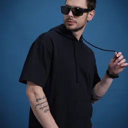 The Roadster Life Co. Hooded Drop-Shoulder Sleeves Pure Cotton Relaxed T-shirt-picture-21