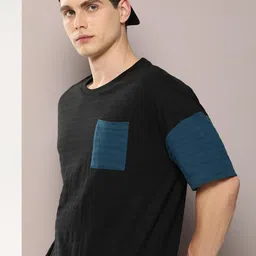 DILLINGER Men Colourblocked Drop-Shoulder Sleeves Pure Cotton  Jacquard Structure  T-shirt-picture-36