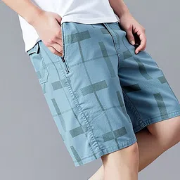 HERE&NOW Men Geometric Printed Cotton Knee Length Regular Shorts image 3