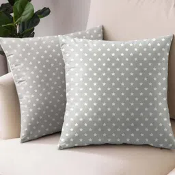 CASABLEU Grey & White 2 Pieces Star Printed Square Cushion Covers image 4