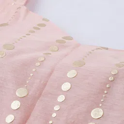 Ethnovog Women Peach-Coloured Blue Foil Print Made To Measure Kurta with Palazzos image 4