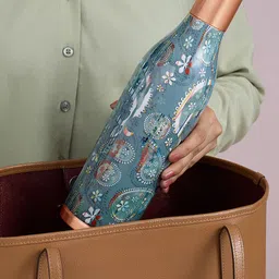 BOROSIL Vera Blue & Copper-Toned Printed Pure Copper Water Bottle 1.1L image 3