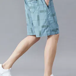 HERE&NOW Men Geometric Printed Cotton Knee Length Regular Shorts image 4