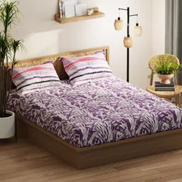KOPA Purple & White Floral 152 TC Microfiber Double Queen Bedsheet Set-2.18 m X 2.39 m-image-79