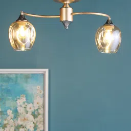 Elegant Gold Glass Shaded Chandelier by Stello image 1