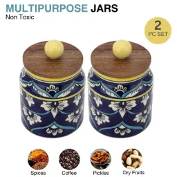 vareesha Blue White Floral Small Ceramic Jars Set of Two image 4