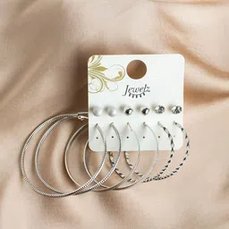 Jewelz Silver-Toned Contemporary Non-Precious Metal Base Hoop Earrings-picture-52