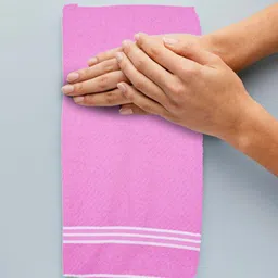 Athom Living Pink & Navy Blue 2 Pieces Cotton 380 GSM Bath Towels image 3