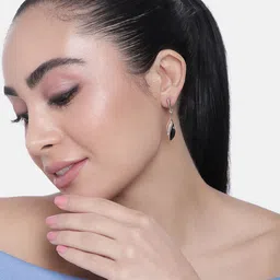 Estele Rose-Gold Plated Crystals-Studded Teardrop Shaped Drop Earrings-image-1