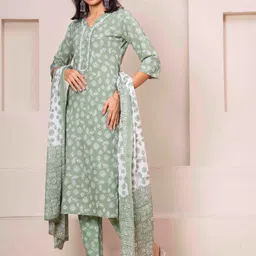 Nayo Women Floral Printed Regular Pure Cotton Kurta & Palazzos With Dupatta image 5