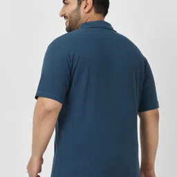 Urbano Plus Men Cotton Textured Regular Fit Half Sleeve Polo T-Shirt image 4