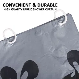 Kuber Industries Grey & Black 3 Pieces Printed Waterproof Shower Curtains image 3