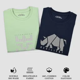 LOUIS STITCH Pack Of 2 Graphic Printed Short Sleeves Pure Cotton T-Shirts image 4