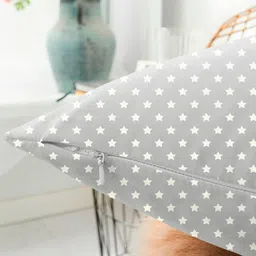 CASABLEU Grey & White 2 Pieces Star Printed Square Cushion Covers image 2