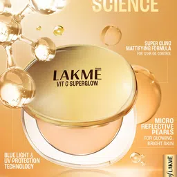 Lakme Makeup+Skincare VitC Superglow Skin Perfecting SPF20 Compact 8g - Cinnamon 30 image 3