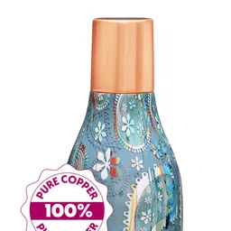 BOROSIL Vera Blue & Copper-Toned Printed Pure Copper Water Bottle 1.1L image 4
