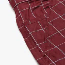 SOJANYA Men Maroon Checked & Blue Smart Fit Trousers image 3
