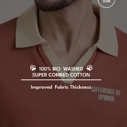 Difference of Opinion Typography Printed Relaxed Fit Polo Collar Cotton T-shirt image 4