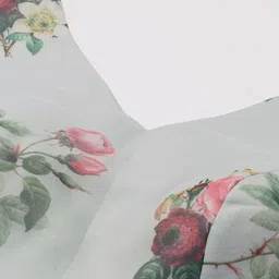 Ethnovog Women Grey  Green Floral Print Organza Made To Measure Co-Ords image 2