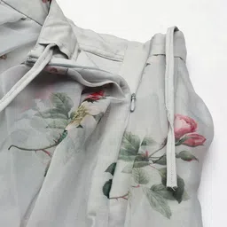 Ethnovog Women Grey  Green Floral Print Organza Made To Measure Co-Ords image 3