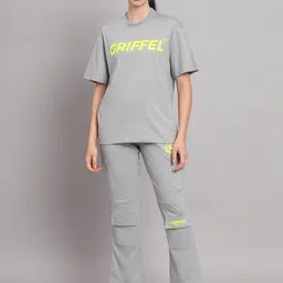 GRIFFEL Printed Pure Cotton Oversized Fit T-Shirt & Cargo Trouser image 1