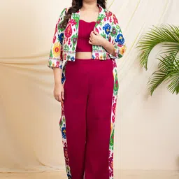 vibes by deebaco DEEBACO Printed Lapel Collar Three-Quarter Sleeves Blazer & Top With Trouser-picture-29