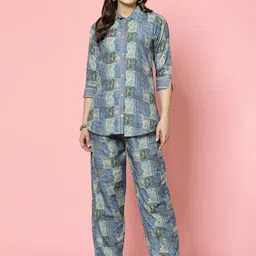 Clora Creation Floral Printed Shirt With Trouser Co-Ords-image-71