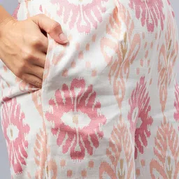 WineRed Ethnic Motifs Printed V-Neck Pure Cotton Waistcoat & Trouser image 3