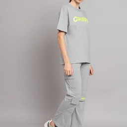 GRIFFEL Printed Pure Cotton Oversized Fit T-Shirt & Cargo Trouser image 3