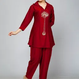 HIGHLIGHT FASHION EXPORT Self Design Top & Trousers image 5