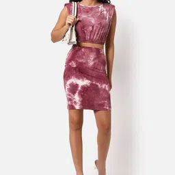 Campus Sutra Women Maroon Dye Printed Cotton Co-Ord image 5