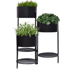 Black Iron Floor Planter Set of 1 By HOMECO image 2