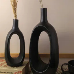 Kieko Black Ceramic (Set of 2) Table Vase by Purezento-picture-24
