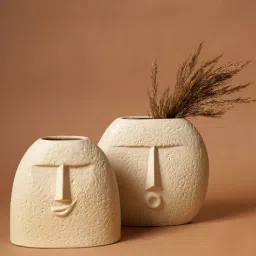 Cheerup Blowing Kiss Face White Ceramic (Set of 2) Table Vase by Purezento-picture-14