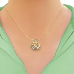 rasav 925 Sterling Silver Gold Plated Lambodar Pendant for Men & Women With Cable Chain | Pure Silver Religious Locket for Good Health & Wealth image 4