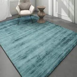 jaipur rugs Blue Solid Viscose 5 ft X 8 ft Hand Woven Rectangle Carpet-picture-14